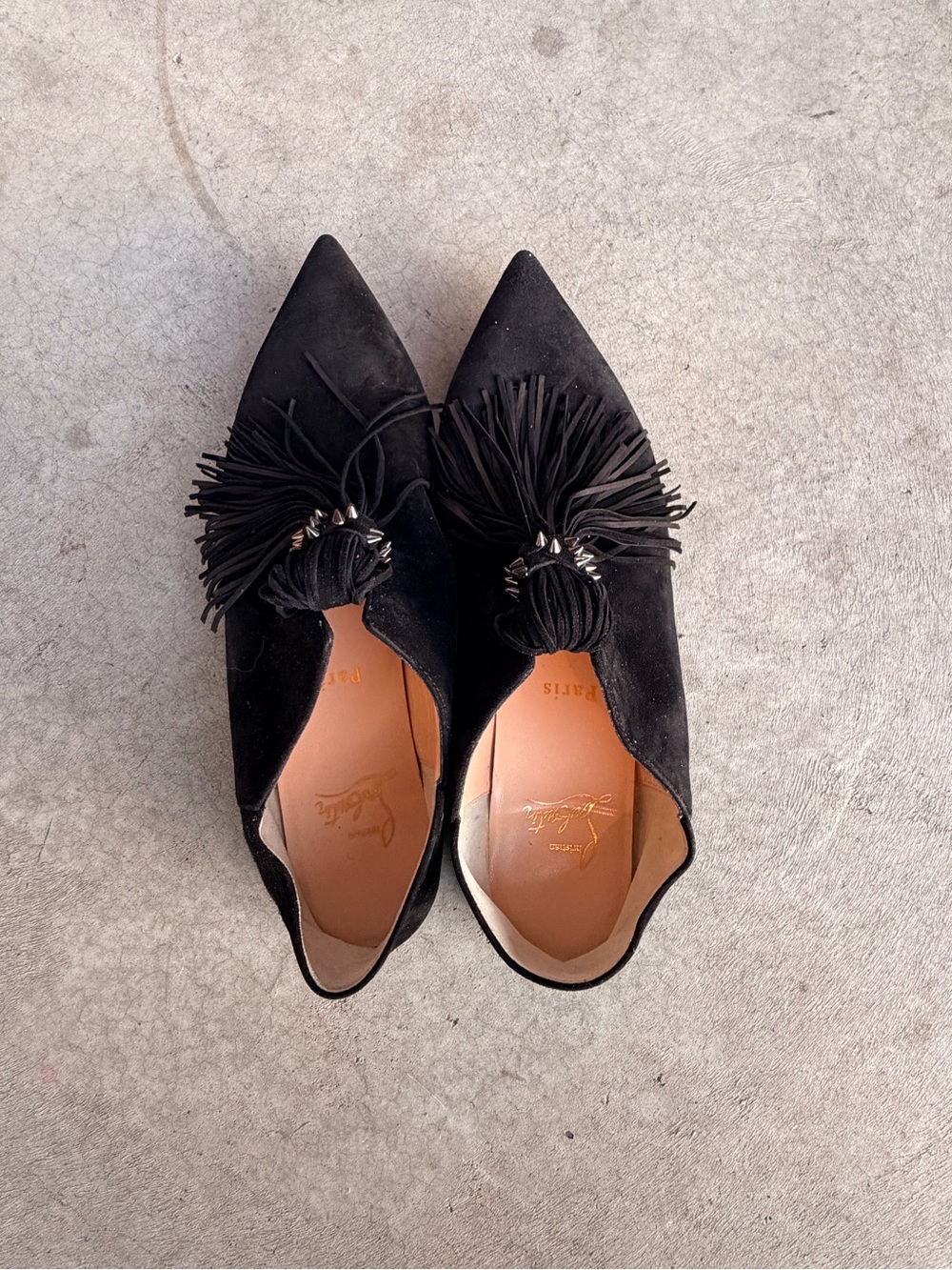 Christian Louboutin Black Pointed Tassel Flats